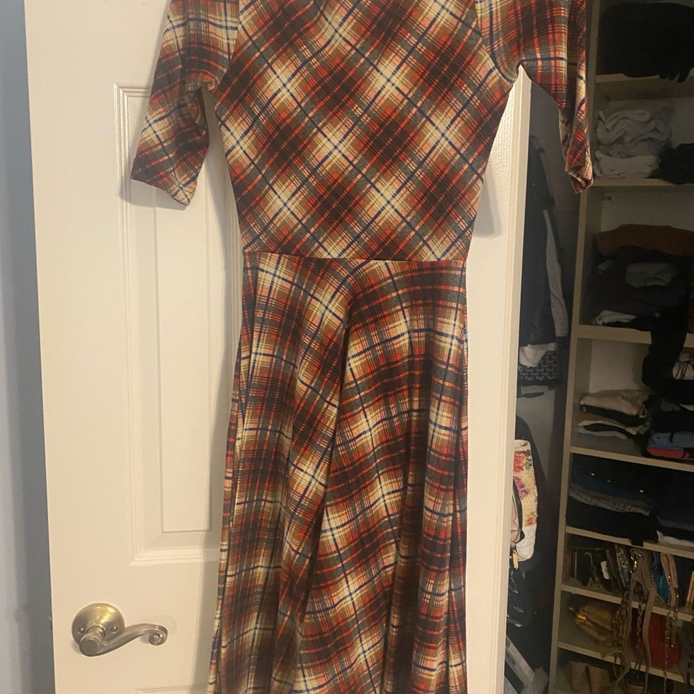 Unique Vintage Red Plaid Midi Dress